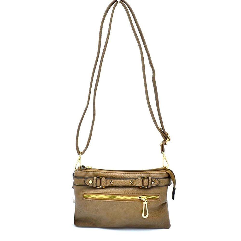 Small Buckle Front Crossbody Organizer Handbag